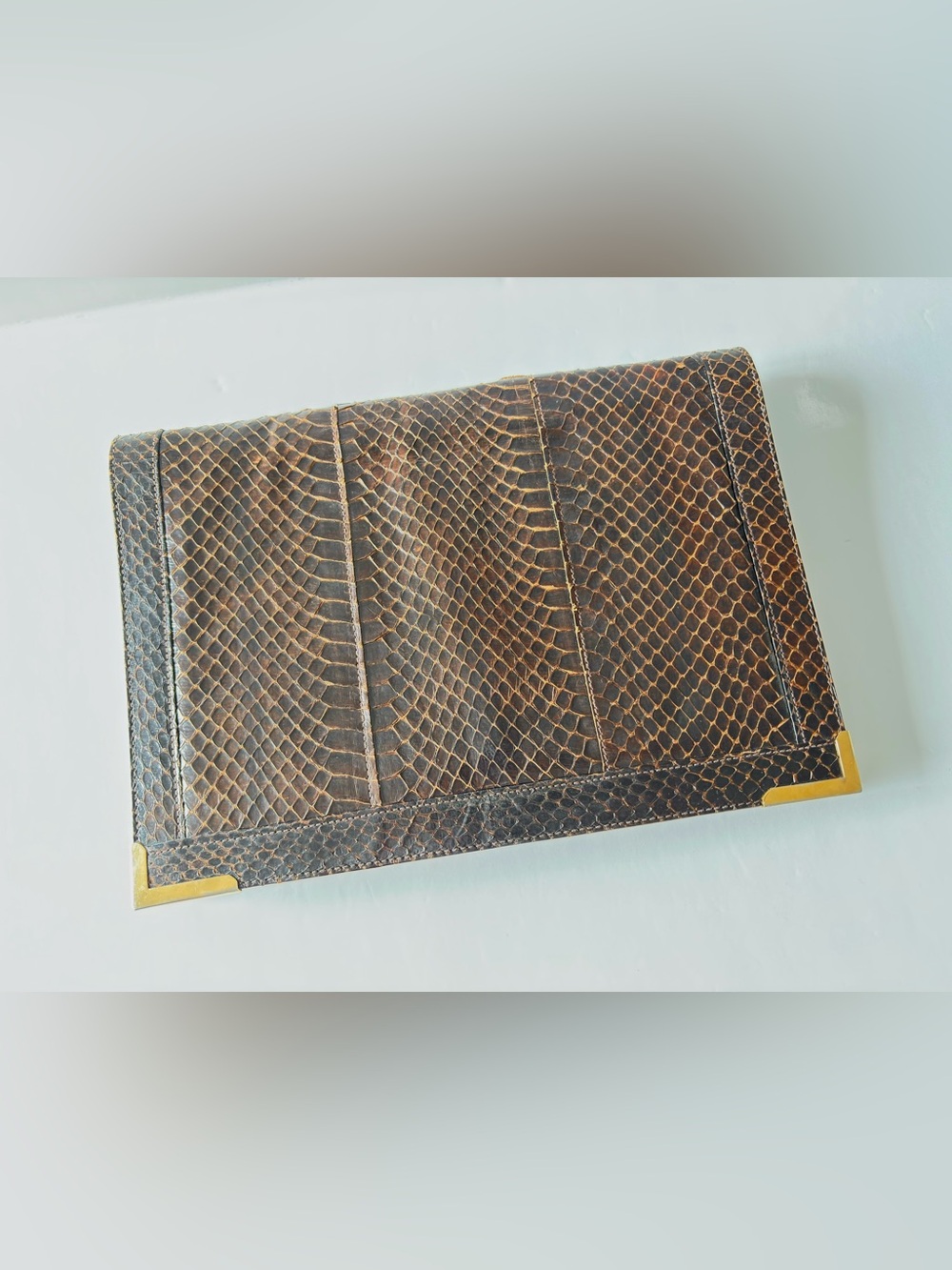 Genuine Brown Snakeskin leather Clutch Purse (strap is missing)